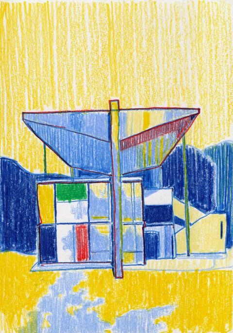 Paul Jaklin, Künstler aus Zürich, Schweiz. Siebdruck, Aquarell, Wasserfarben, Urban Sketching. Zurich, Pavillon le Corbusier